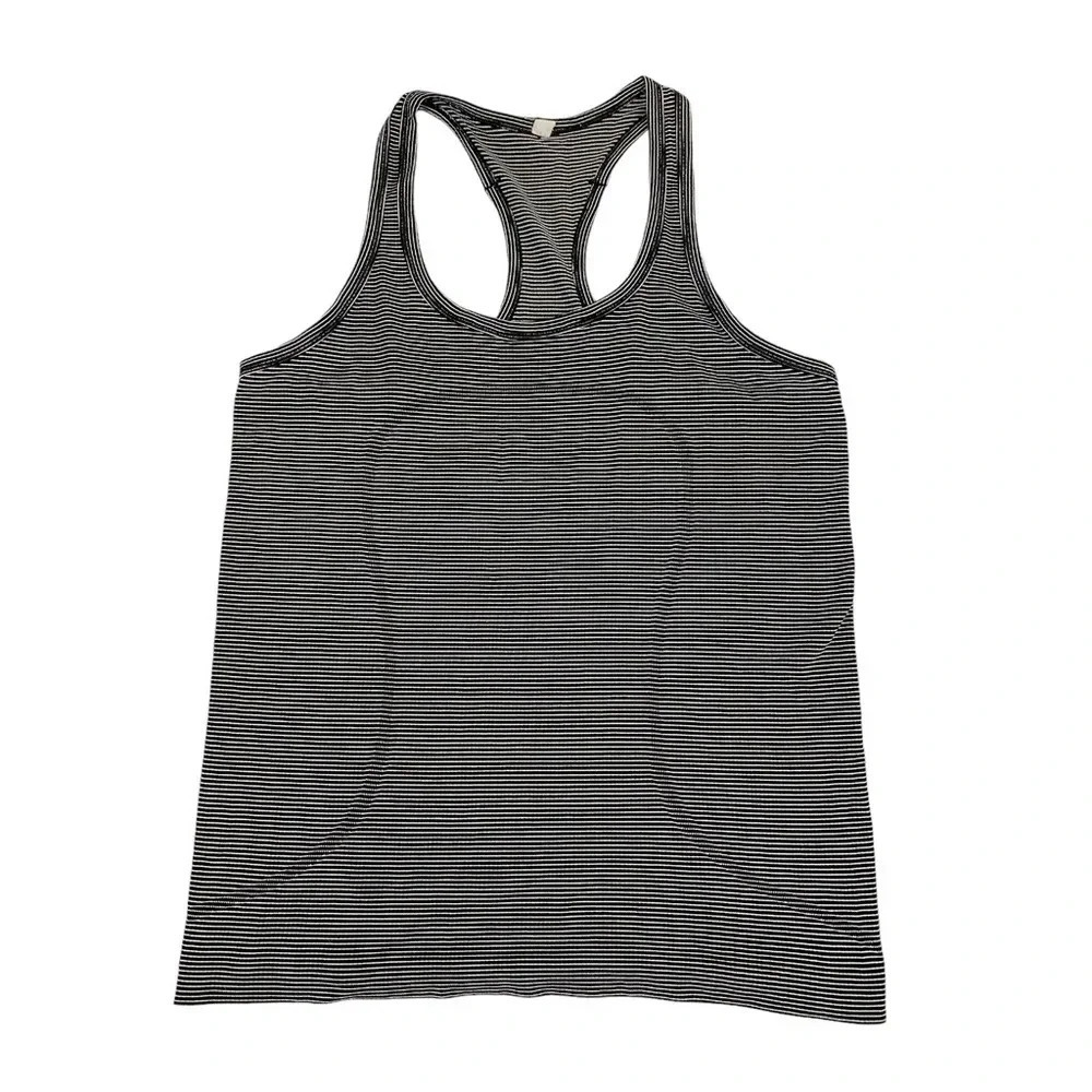Lululemon run sweat repeat tank striped black and white size 10